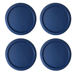 Replacement Lids for Pyrex 1-Cup Glass Food Storage Container Bowls, 4-Inch Plastic Round Lids Covers fits Pyrex 7202-PC, Airtight & Leakproof (4-Pack, Blue)