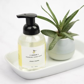 CLEAN MAMA Plant-Derived Foaming Hand Soap - Aromatic and Nourishing Hand Wash, Natural Essential Oils Infused - USDA Certified Biobased - 12 Ounce, Lemon