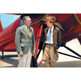 AMELIA EARHART NEXT TO CHERRY RED PLANE 4X6 PHOTO POSTCARD