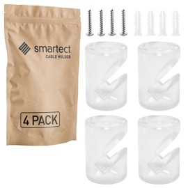 smartect Wall and Ceiling Pins for Textile Cables [Pack of 4, Transparent] Ceiling Mounting with Screws and Dowels, Monkey Swing, Surface-Mounted Cable Holder for Your Own DIY Project