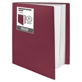 Dunwell Presentation Binder 60-Pocket, Displays 120 Pages, 8.5x11 Portfolio Binder with Plastic Sleeves, Storage and Organizer for Documents, Photos, Kids Artwork, Projects, Recipes (Ruby)
