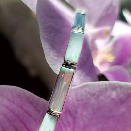 raphaelos.com Tennis Bracelet White Fire Opal 950 Sterling Silver Jewelry Lobster Clasp