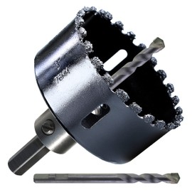 PLG2SUPT 3 inch Carbide Grit Hole Saw Cutter for Hardy Plank Air Brick Stucco Drywall Fiber Cement siding Backer Board Plasterboard