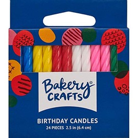 DecoPac Birthday Candles 2-1/2 Inch, 24 Grooved Candles in Multiple Colors