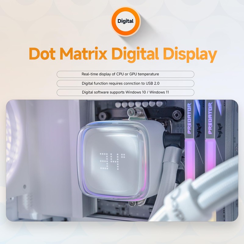 Iota L36 WH AIO CPU Liquid Cooler 360mm with Temp
