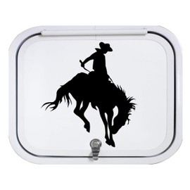 Rodeo Cowboy Riding Bucking Bronco Horse Black Vinyl Decal Sticker 5 Inch