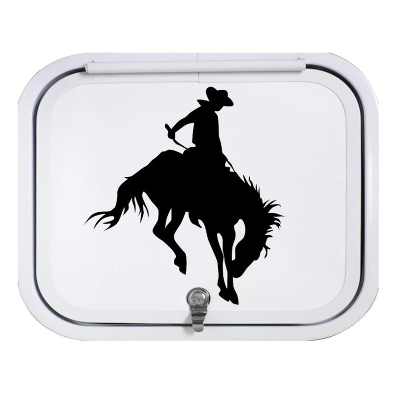 Rodeo Cowboy Riding Bucking Bronco Horse Black Vinyl Decal Sticker