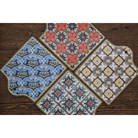 Ceramic Trivet for Hot Pots & Pans, Heat-Resistant and Scald Resistant,Used for Dining Tables,Coasters, Kitchen Decorations,Hand-Printed Pattern, Extra Thick,7.47 * 6.3 Inches Set of 1. (Orange)