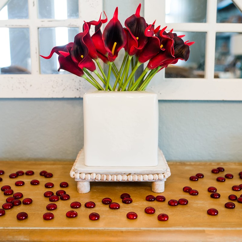 Galashield Flat Glass Marbles for Vases Red Glass Gems Beads