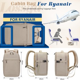 For Ryanair Hand Luggage 40 x 20 x 25 cm Hand Luggage Backpack Aeroplane with 3 Suitcases Organiser Travel Backpack Hand Luggage Aeroplane Bag Carry on Luggage Underseat Cabin Bag for Easyjet Wizzair