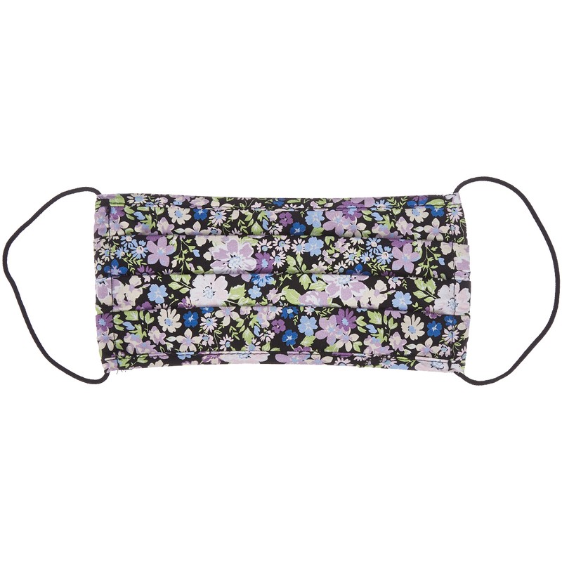 PIECES Women's AOP:2 Pack Black-Blue Flower + Solid Mouth Nose