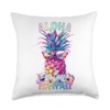 Aloha Colorful Pineapple Ewa Beach Hawaii Throw Pillow