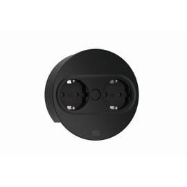 BACHMANN Twist 2 Built-in Socket Round 2-Way 2 m Cable Table Socket for Kitchen and Office Black 946.100 (with Automatic Opening, Anti-Fingerprint Coating and Removable Cover)