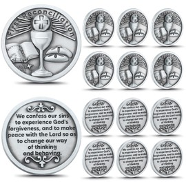 Geyoga First Reconciliation Pocket Coin Prayer Pocket Token with Confession Back First Communion Reconciliation Gift First Penance Gifts Forgiveness, Catholic Devotion