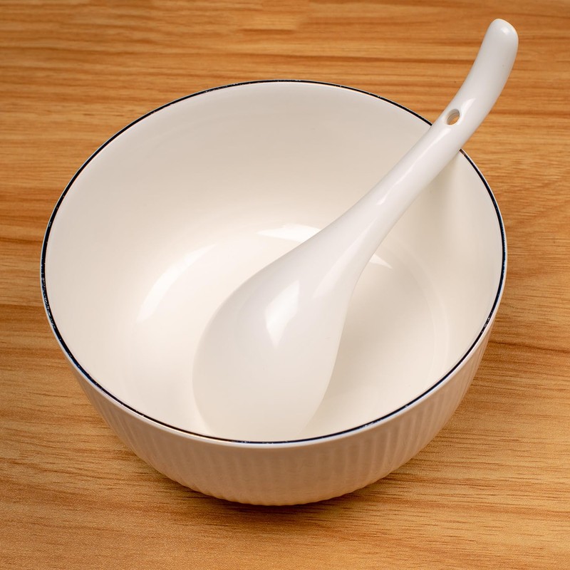 Soup Spoons Set of 8, Ceramic Chinese Soup Spoon, Asian
