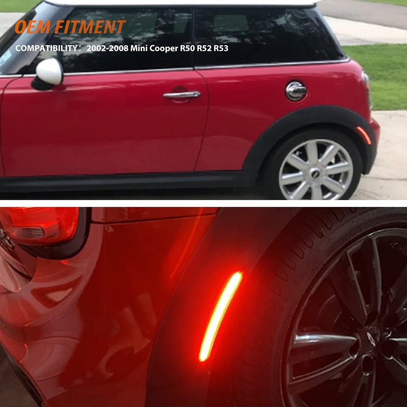 ADIIL Red Full LED Rear Bumper Side Marker Lights Assembly