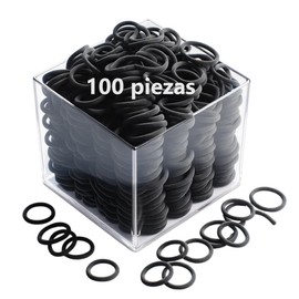 100 Ligas para Cabello Elásticas, Donas para el cabello, Bandas para Peinar sin Costuras, Algodón Suave y Duradero, para Coletas y Peinados, Accesorios para Mujeres y Niñas (Negro), sin daño