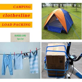 6 Pack Bungee Cord With Hook Heavy Duty Outdoor Tie Down Rope for Tarp, Cover, Canvas, Motorcycle and Cargo Caravan Camping RVs Trunks Luggage Racks Heavy Duty Bungee Cord