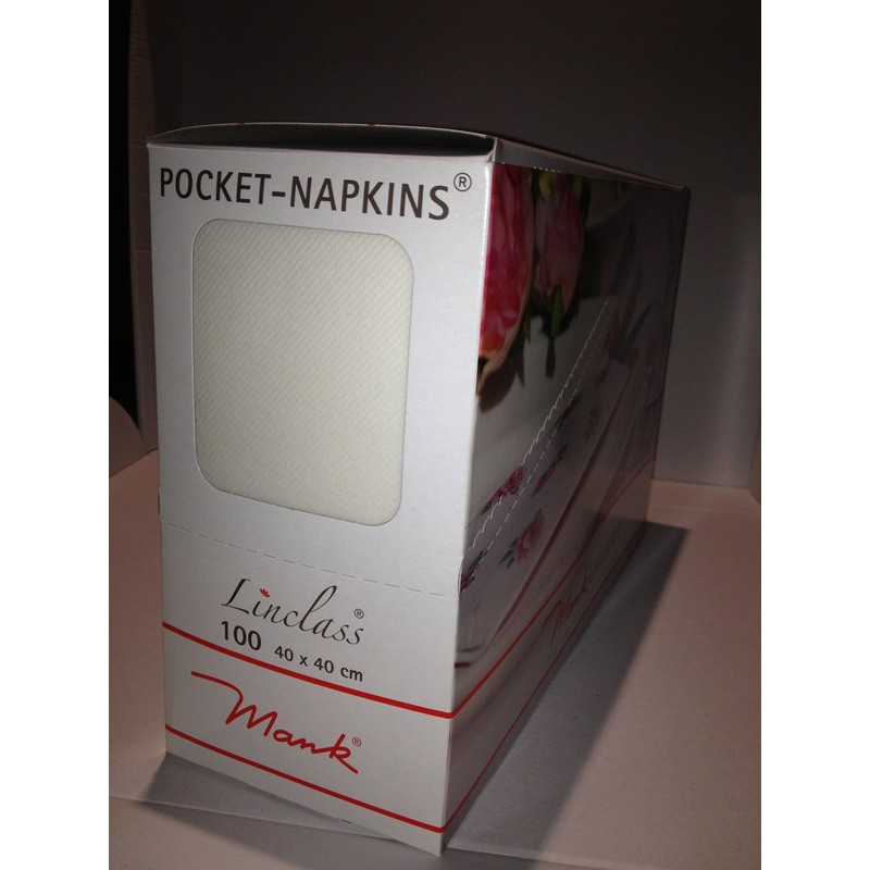 WHITE LUXURY AIRLAID 40CM POCKET-NAPKINS PACK OF 100