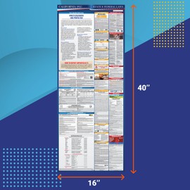 2025 California State and Federal Labor Law Poster - English Version - OSHA Workplace Compliant - Mandatory Regulations All-in-One Required Compliance Posting for Employees 16" x 40" Laminated (English)