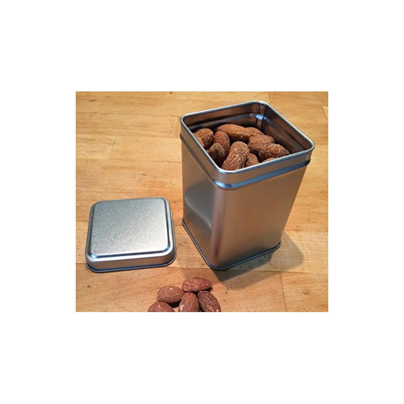 Silver 50 gram 8 centimeter square tin caddy