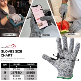 SAFE HANDLER Level 5 Reinforced Cut Resistant Gloves for Kitchen, Industrial Environments | Touchscreen Compatible, Ambidextrous, Superior Grip Strength, White - Medium