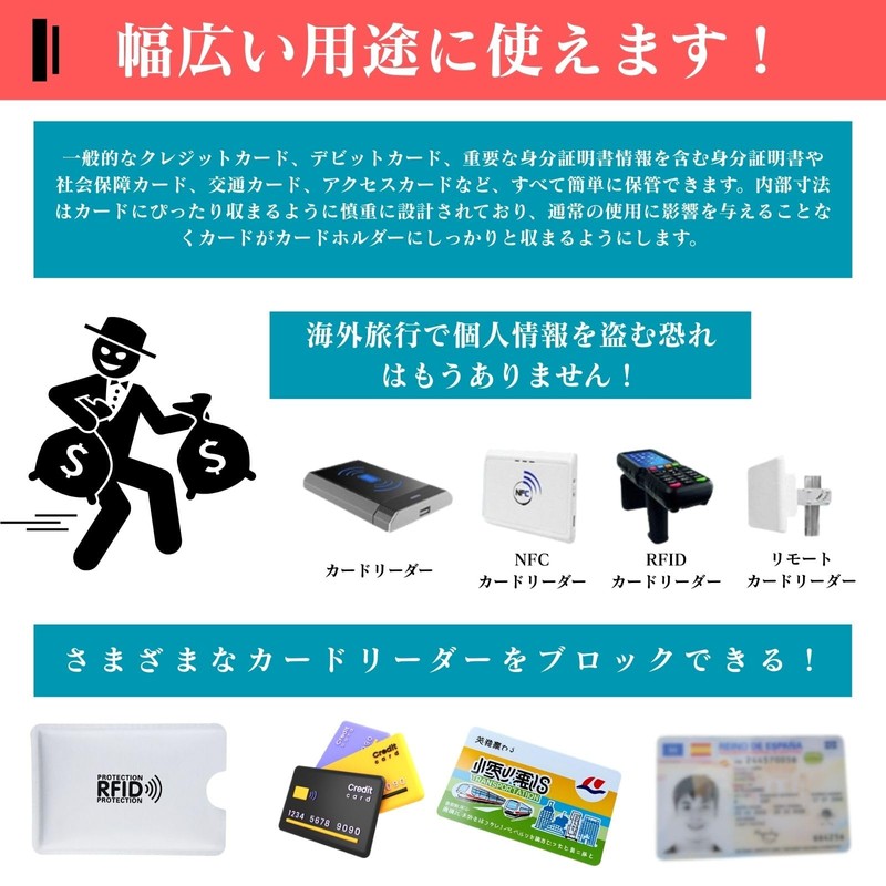 VmanKu Anti-Skimming Card Case, 5 Cards, IC Cards, Magnetic Protection,