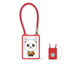 LELEEN Fingerprint Padlock, Fingerprint Locker Lock for Gym School Locker, Smart Biometric Thumbprint Padlock Keyless Rechargeable Fingerprint Cable Lock for Backpacks, Luggage, Suitcase (Red)