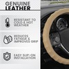 BDK Beige Leather Car Steering Wheel Cover Large Size 15.5