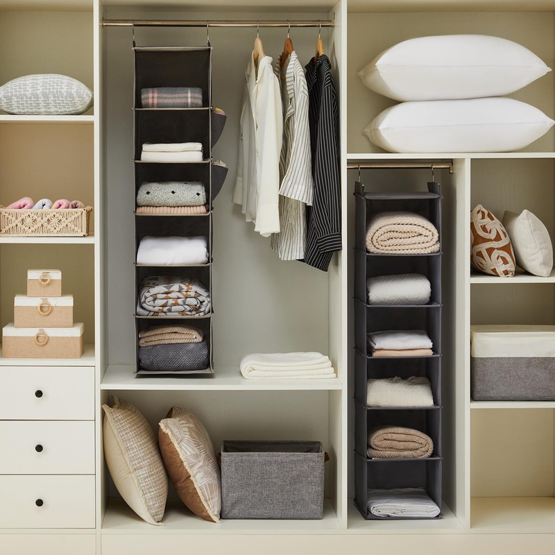 YOUDENOVA Hanging Closet Organizers and Storage, 6-Shelf Closet Hanging Storage