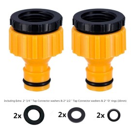 TOPWAYS 3/4 inch and 1/2 inch BSP 2in1 Plastic Outdoor Graden Hose Tap Connector Threaded Faucet Adapter 2 pack