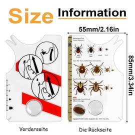WUSJCOF Tick Card Pack of 2 with Magnifying Glass, Tick Removal for People, Children and Pets, Tick Card for Cats and Dogs, Quick and Safe Tick Removal