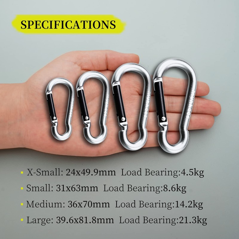 munkees 2-Pack 8-Shaped Carabiner Clips Keychain, Spring Snap Caribeener, Aluminum