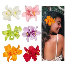 6 Colors Bohemian Artificial Flower Hairpin,Flower Hair clip Hawaiian Hairpin for Seaside Holiday,Bridal Hair Bobby Pins Headwear for Women Girls(Twin Flowers)