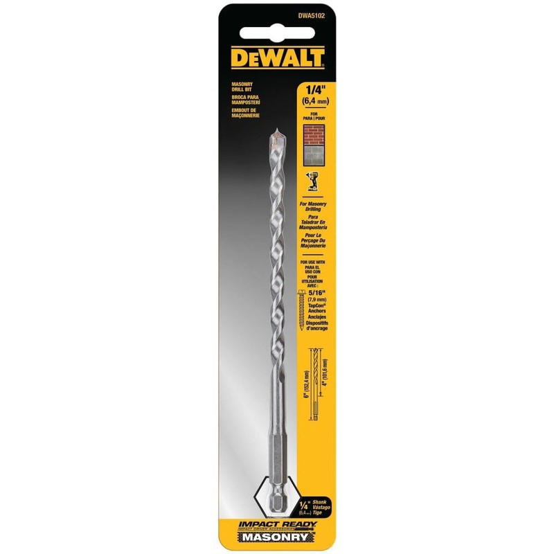 DEWALT DWA5102 Impact Ready Masonry Bit, 1/4" x 4" x