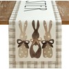 ARKENY Happy Easter Burlap Table Runner: Bunny Rabbit Spring Holiday Farmhouse Decor with Buffalo Plaid Accents, Perfect for Indoor Table Decorations