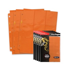 BCW Double-Sided 9-Pocket Pages Holder - 50 Orange Pages | Trading Card Binder Sheets | Secure Side Loading | Ideal Card Storage and Display Solution
