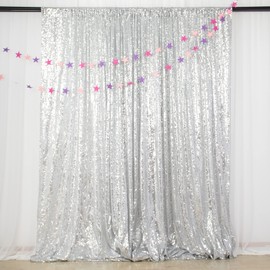 ShinyBeauty Silver Backdrop Sequin Backdrop 10FTx10FT Photo Backdrop Glitter Backdrop Fabric Backdrop Sparkly Backdrop Background for Photograph, Wedding,Birthday
