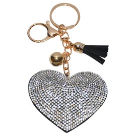 Bling Clear Heart Keychain Backpack Charms Rhinestone Crystal Bag Charm Love Key Fob Keyring