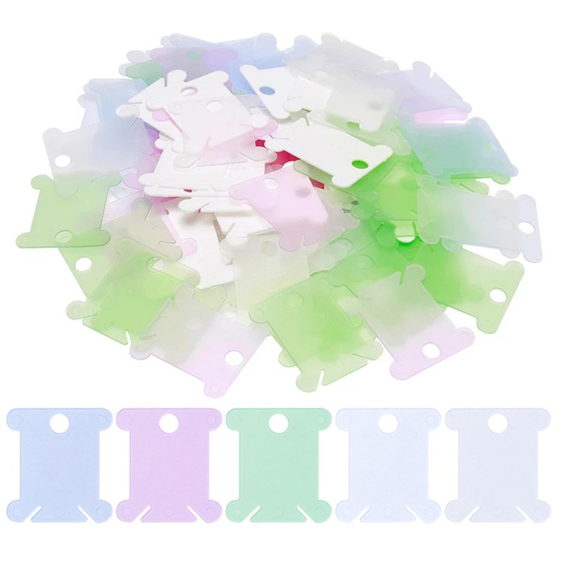 Hyclam 50Pcs Plastic Floss Bobbins, Embroidery Thread Bobbins, 1.37x1.49in Thread