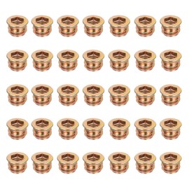 sourcing map 38Pcs Threaded Inserts Nuts, M8x10mm Hex Socket Drive Nut Inserts for Wood - Carbon Steel Screws Furniture Screw in Nuts Bolt Fastener