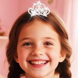 Latious Mini Tiara Comb Silver Small Hair Comb Rhinestone Tiaras Comb for Girls (Silver)