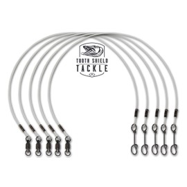 5 Pack 80 lb. 12" Premium Fluorocarbon Tooth Shield Tackle Musky Leaders Muskie Pike Leader (Fastach Clip)