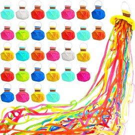 WILLBOND 30 Pieces Hand Throw Streamers Confetti Poppers No Mess Paper Crackers for Birthday Wedding Celebrations Graduation Party Favors Shows(Colorful)