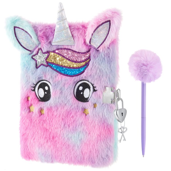 WERNNSAI Plush Unicorn Notebook Set - Sparkly Journal Unicorn Diary