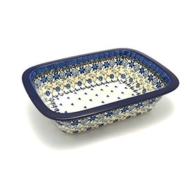 Polish Pottery Baker - Rectangular with Grip Lip - Silver Lace