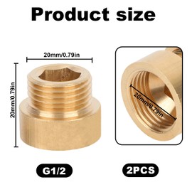2pcs G1/2 Male to Female Shower Head Extension Arm, Short Brass G1 Shower Head Extension Adapter for Bathroom Garden Kitchen Plumbing System