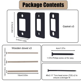BOXOB 3pcs Standard Door Lock Strike Plate, Universal Security Striker Door Strike Spacer Shim Plates with Screws Gap Kit for Interior and Exterior Latch Plate Alignment