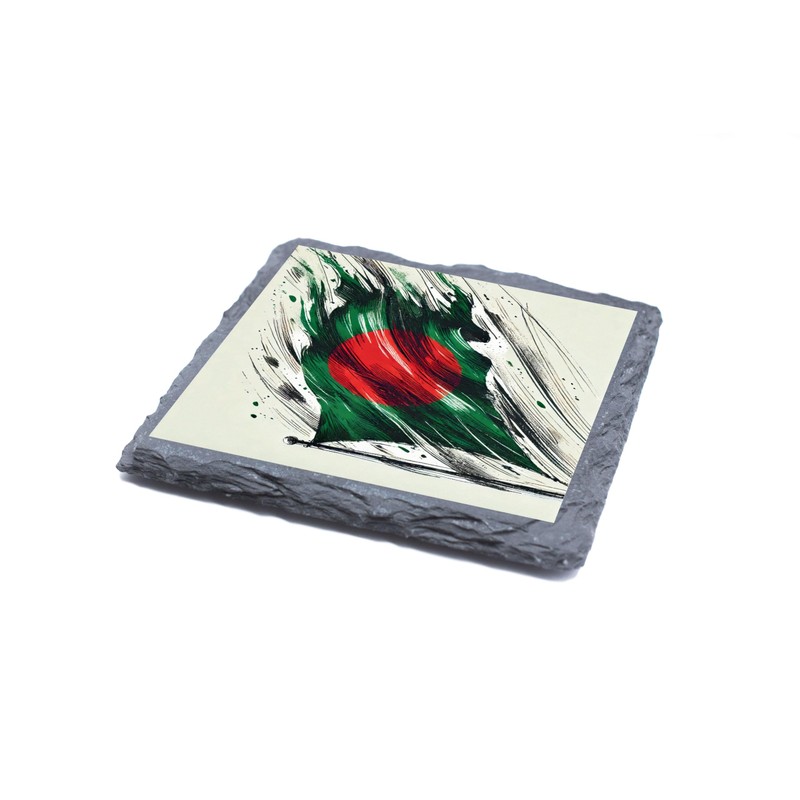Bangladesh Flag Artistic Slate Coaster with Unique Design, for Home