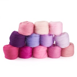 PandaHall 60g Purple Needle Felting Wool Soft Wool Roving Yarn Wool Felt Kit for Arm Knitting Beginners Hand Spinning Felting Animals Blending Weaving